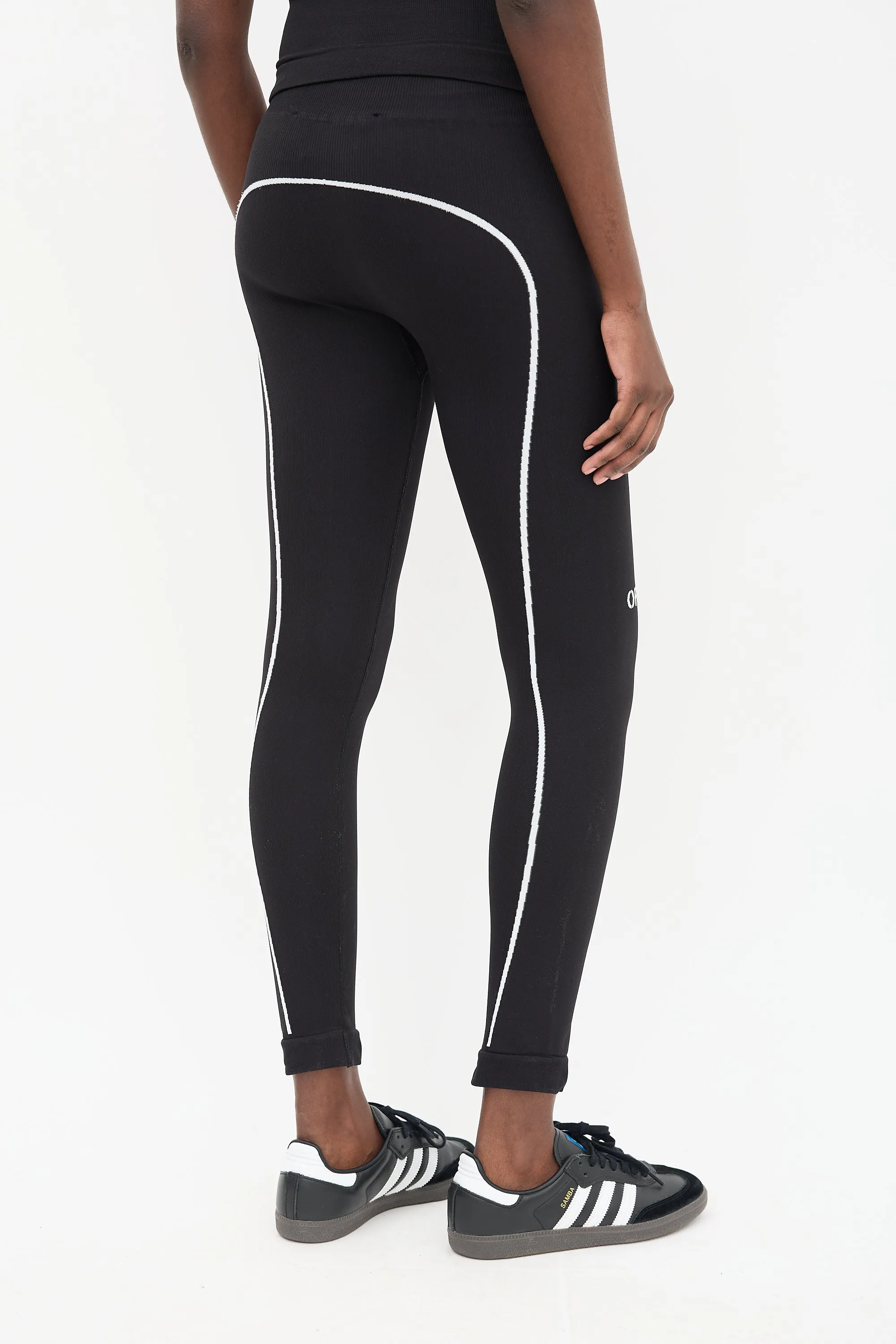 Black Knit Off Stamp Seamless Legging