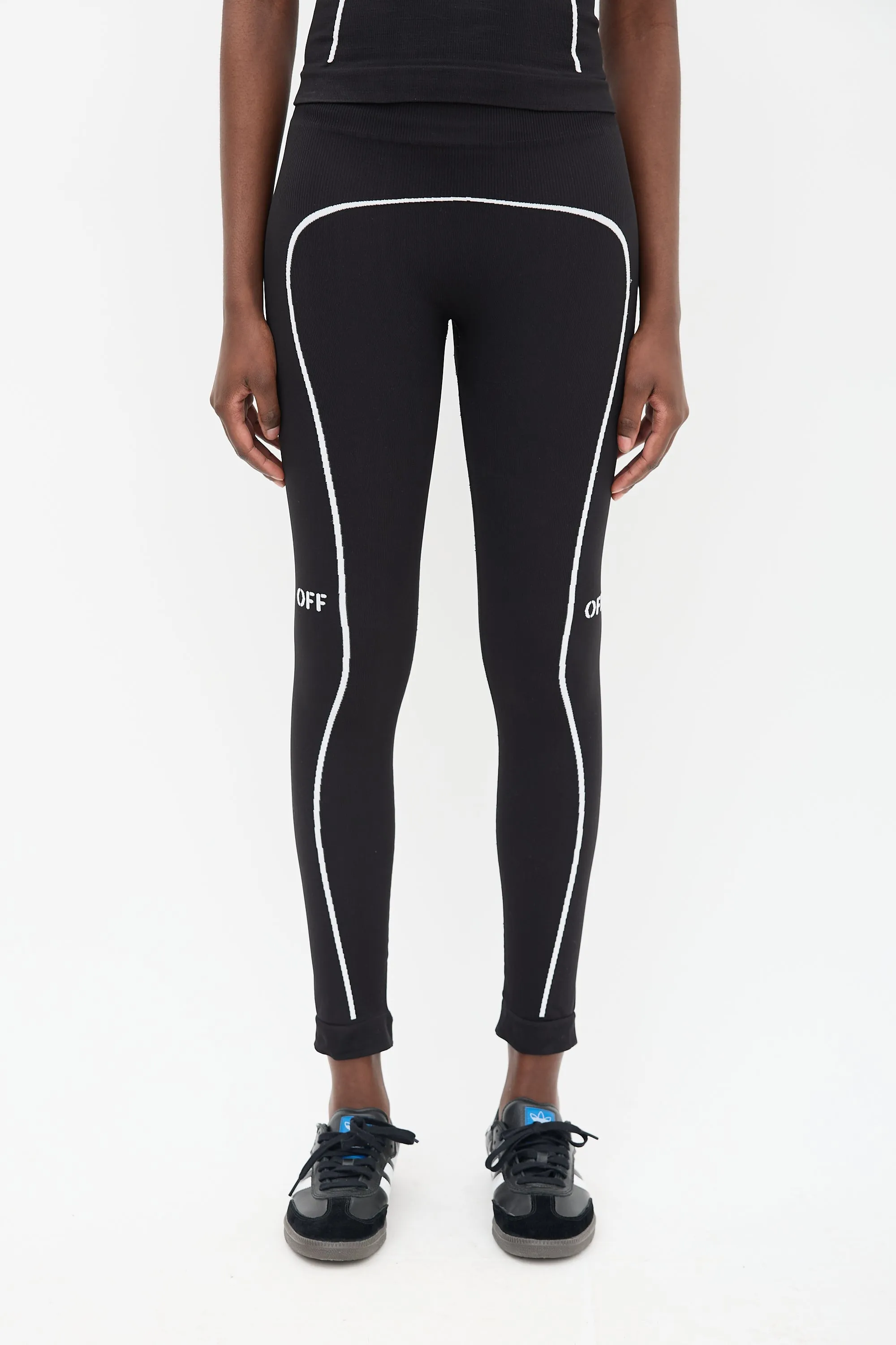Black Knit Off Stamp Seamless Legging