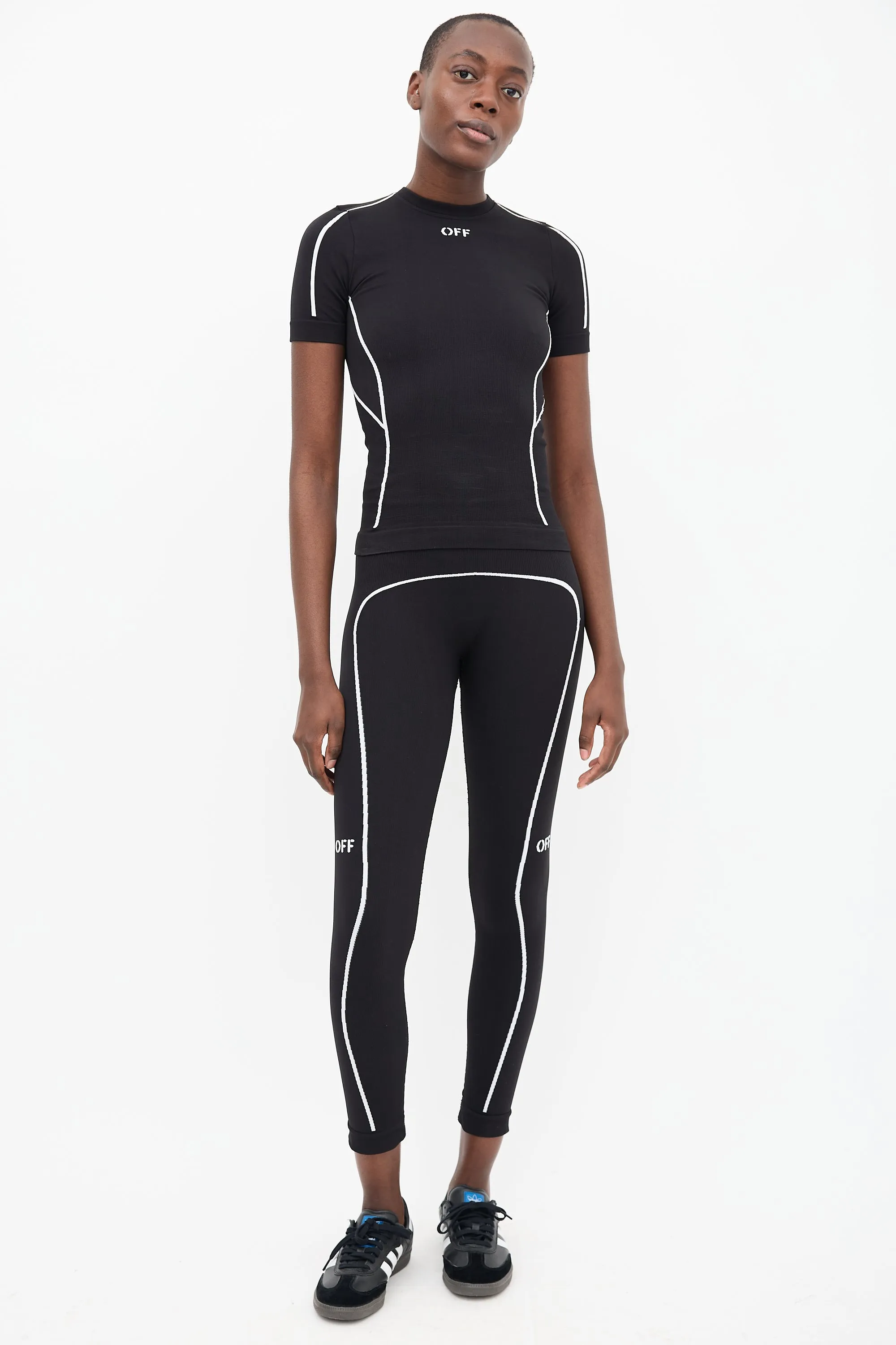 Black Knit Off Stamp Seamless Legging