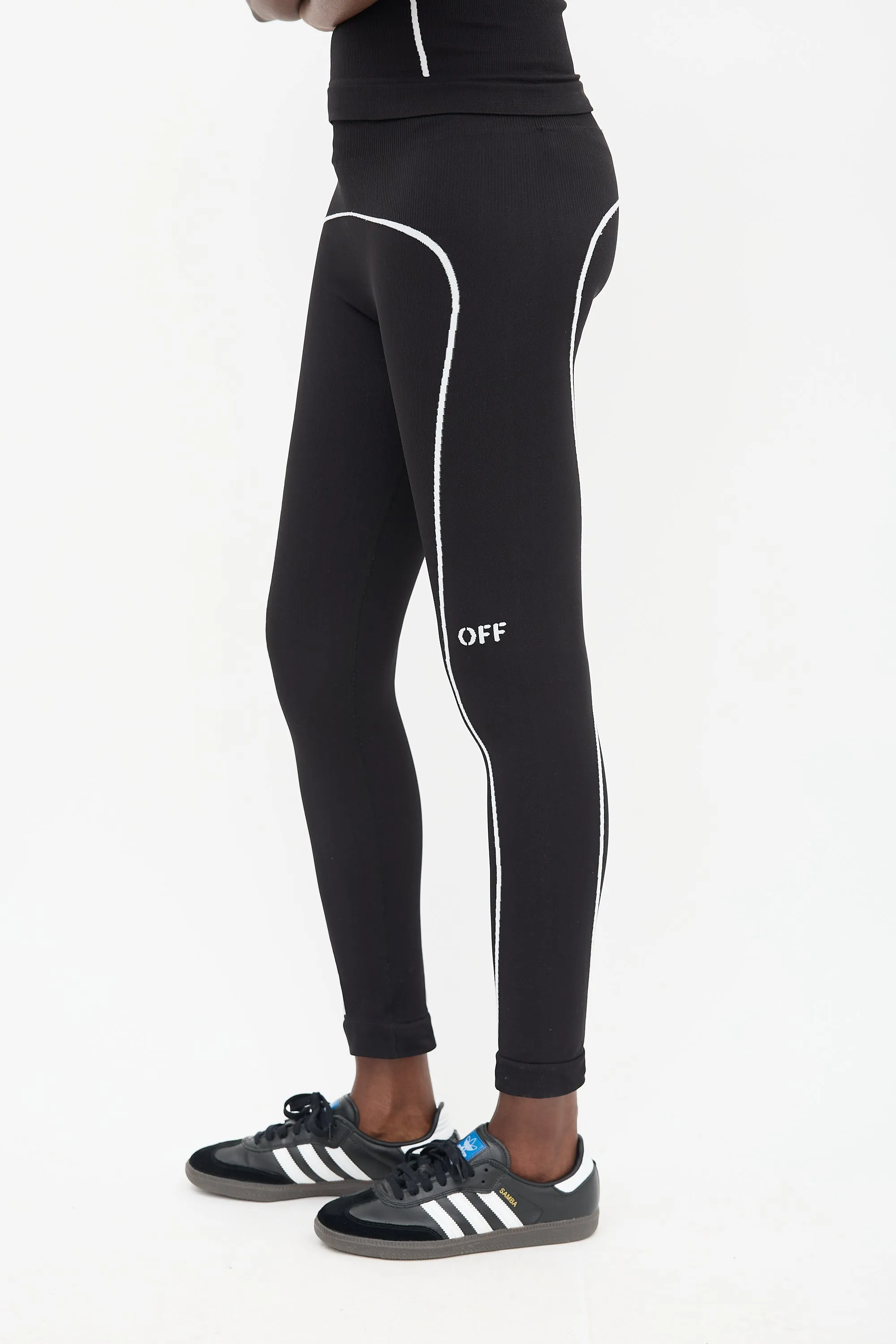 Black Knit Off Stamp Seamless Legging