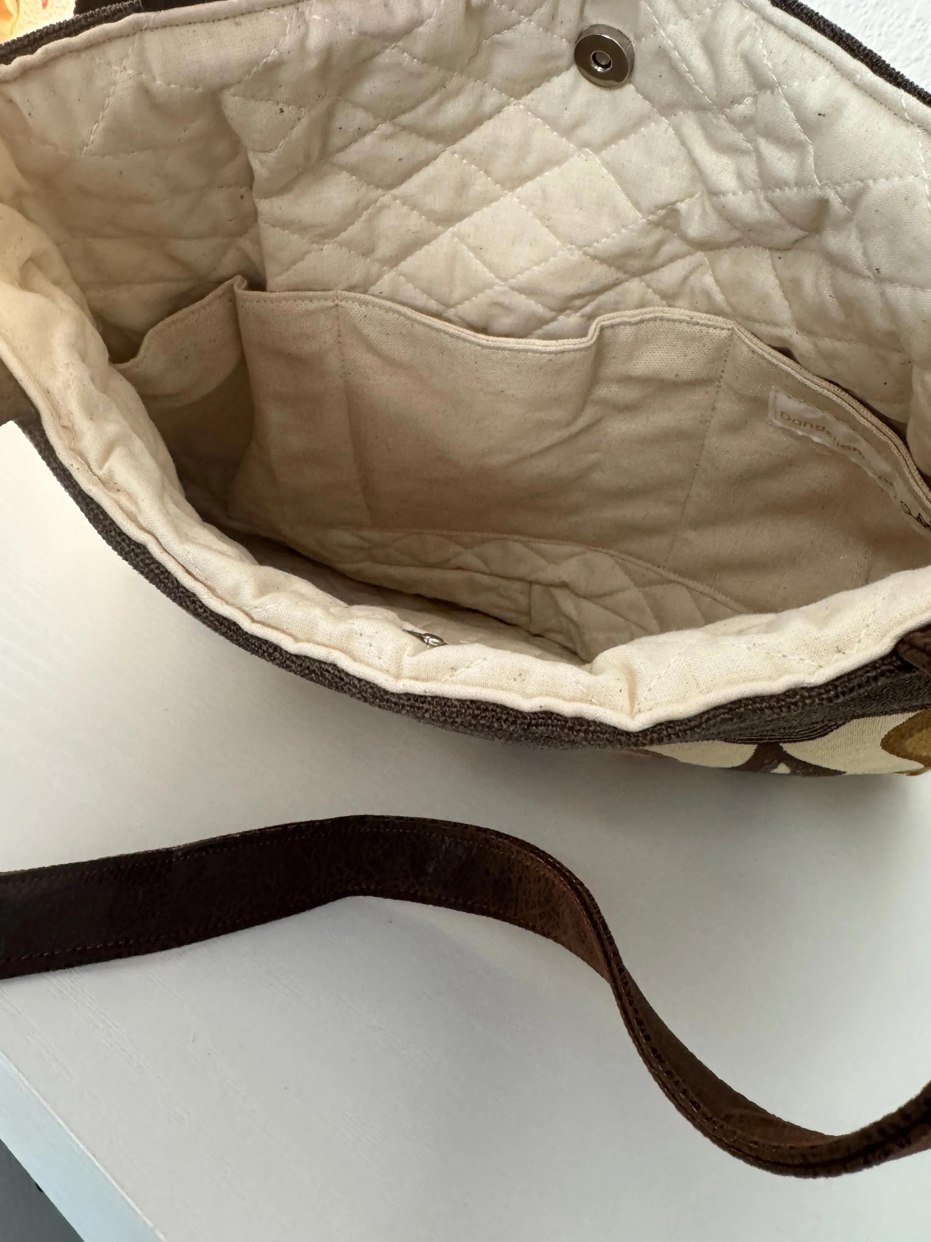 Brown and Beige Tapestry Handbag Purse Tote