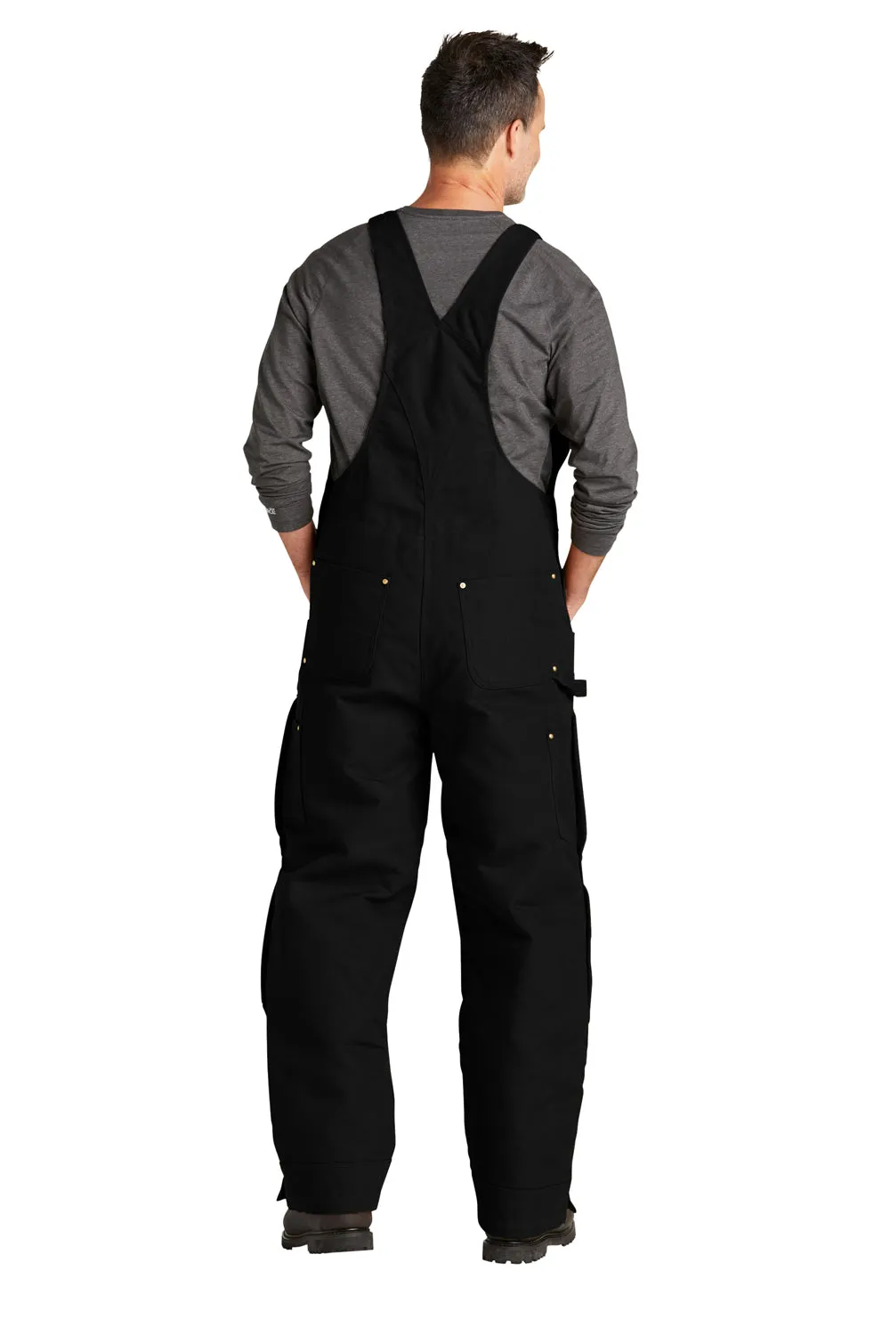 Carhartt Mens Firm Duck Insulated Bib Overalls w/ Pockets - Black