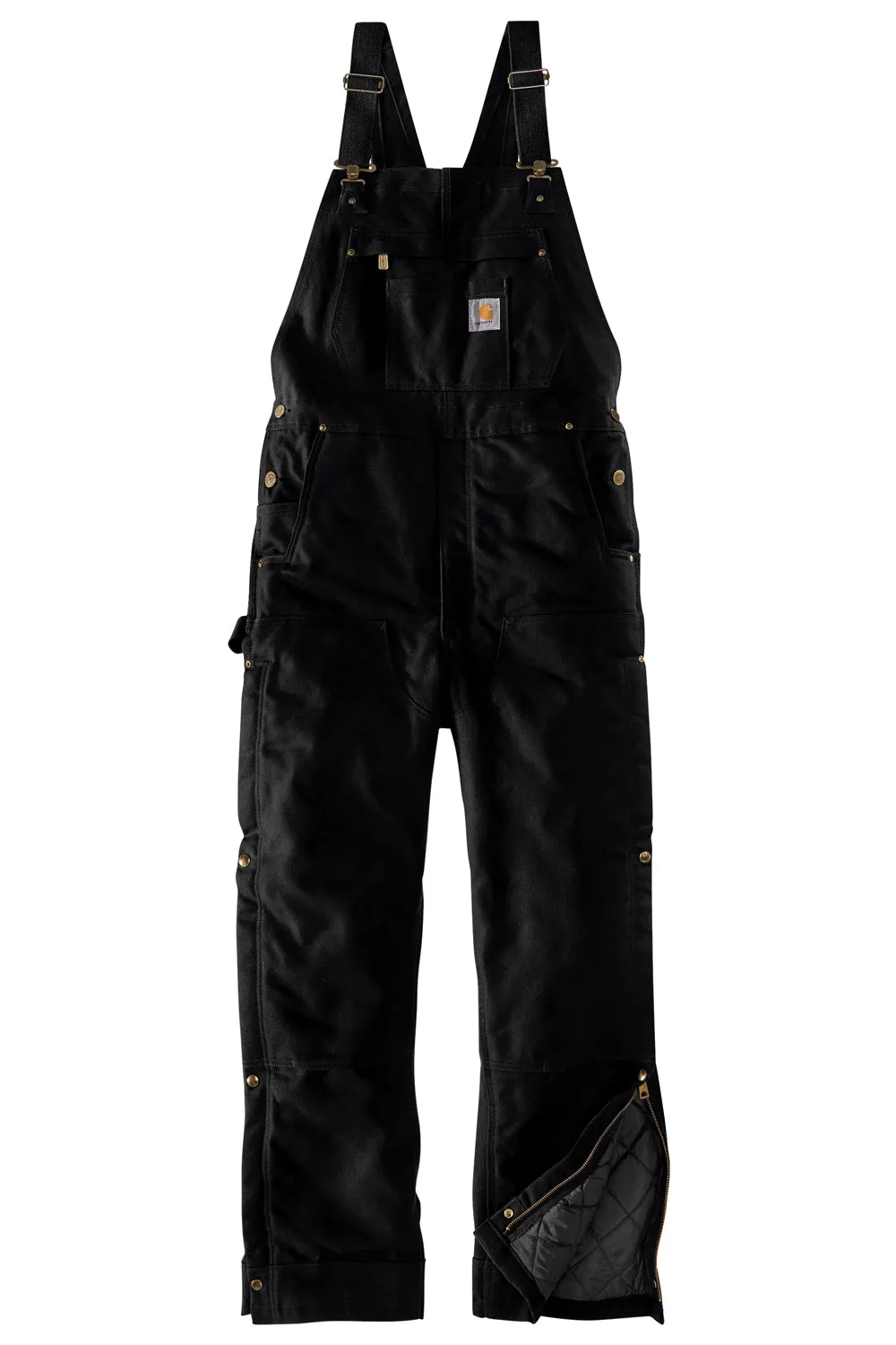 Carhartt Mens Firm Duck Insulated Bib Overalls w/ Pockets - Black