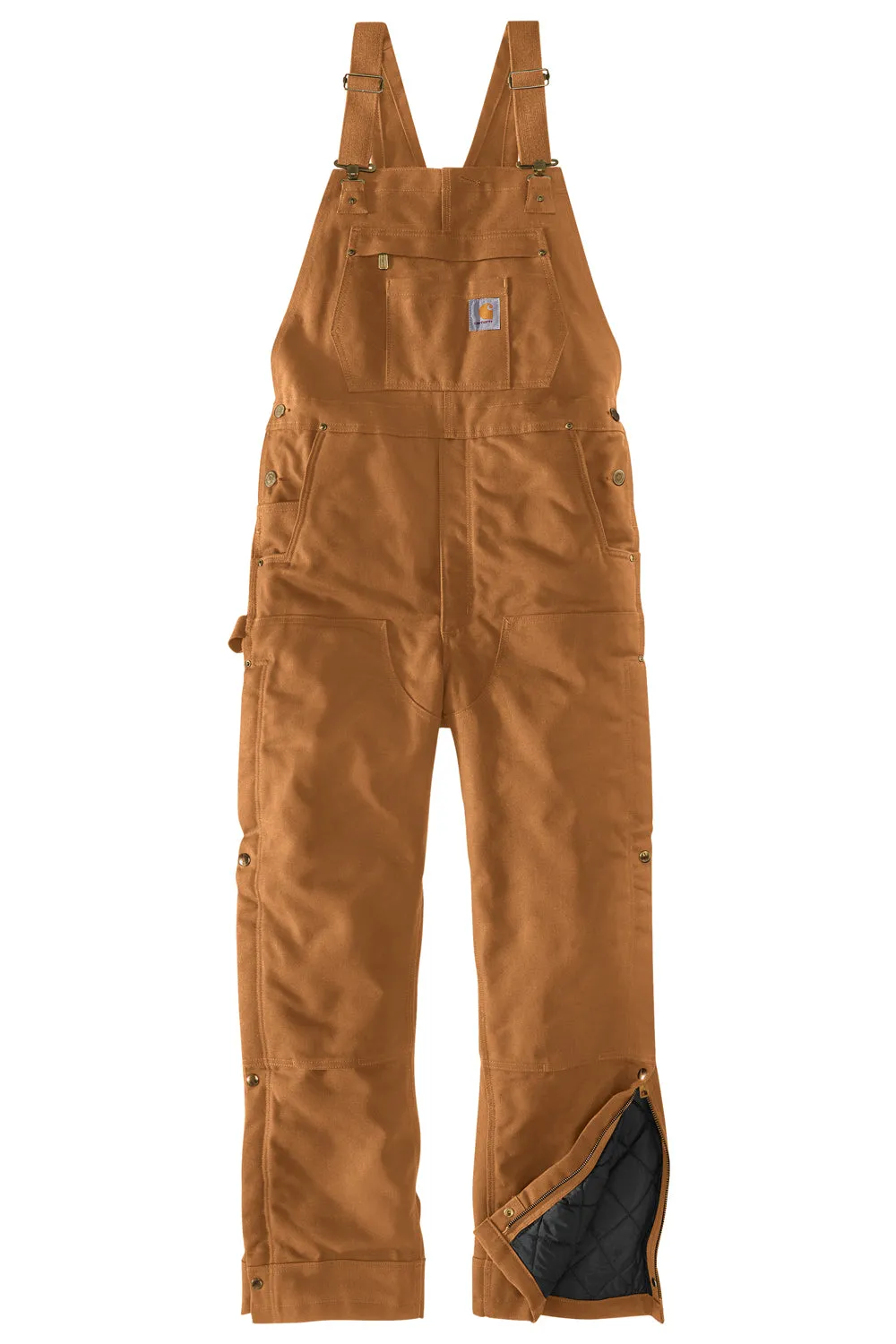 Carhartt Mens Firm Duck Insulated Bib Overalls w/ Pockets - Carhartt Brown