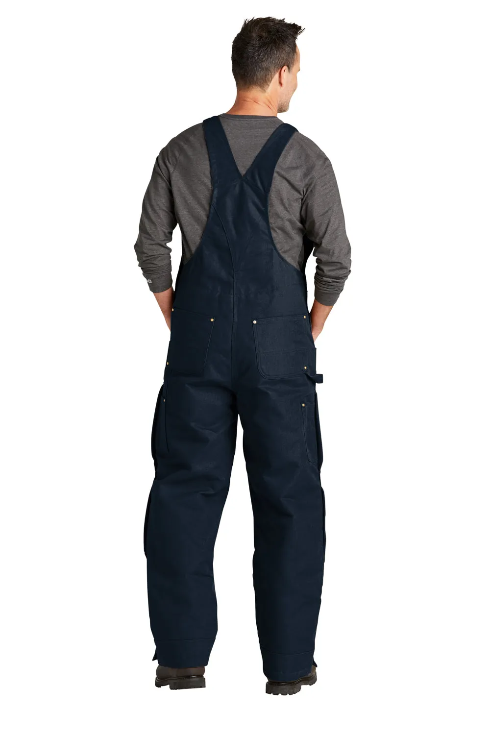 Carhartt Mens Firm Duck Insulated Bib Overalls w/ Pockets - Dark Navy Blue