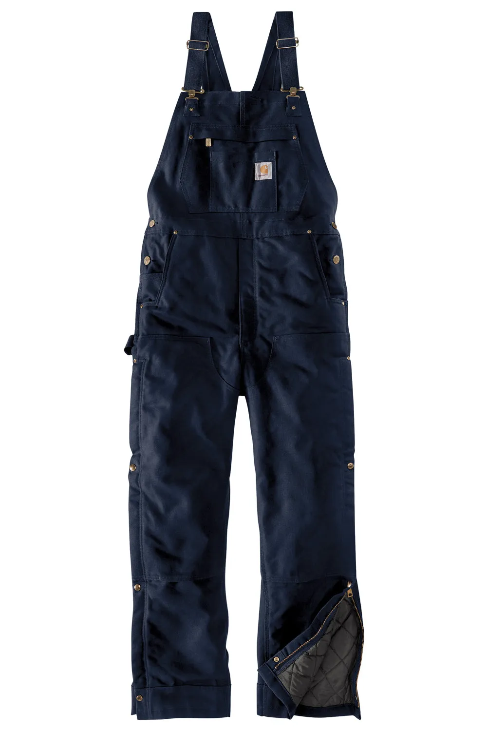 Carhartt Mens Firm Duck Insulated Bib Overalls w/ Pockets - Dark Navy Blue