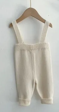 Cotton knit suspender pants
