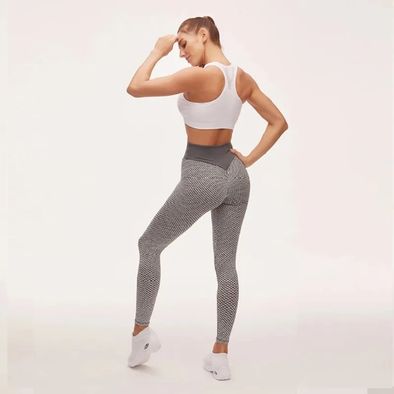 Grid Tights Yoga Pants Women Seamless High Waist Leggings Breathable Gym Fitness Push Up Clothing Girl Yoga Pant