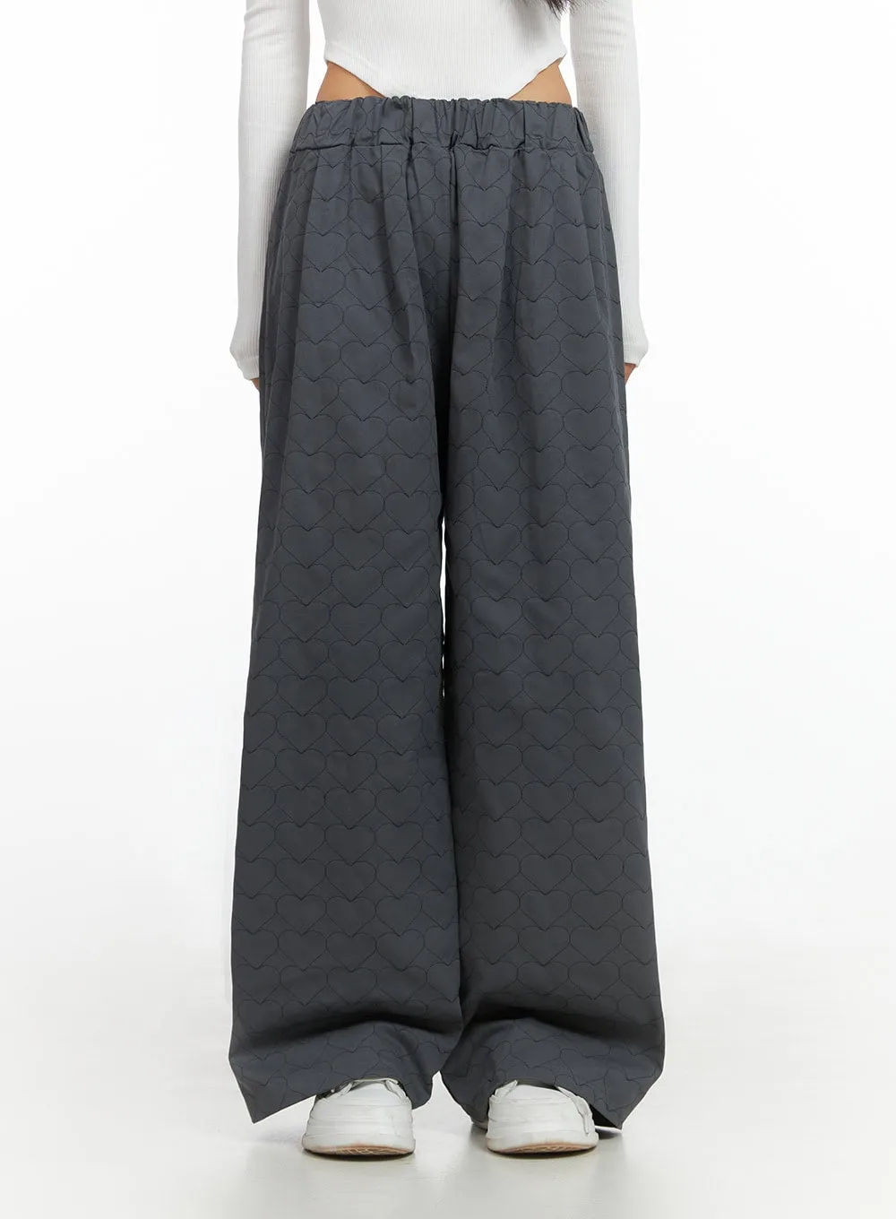 Heart Quilted Cotton Wide Pants IS427