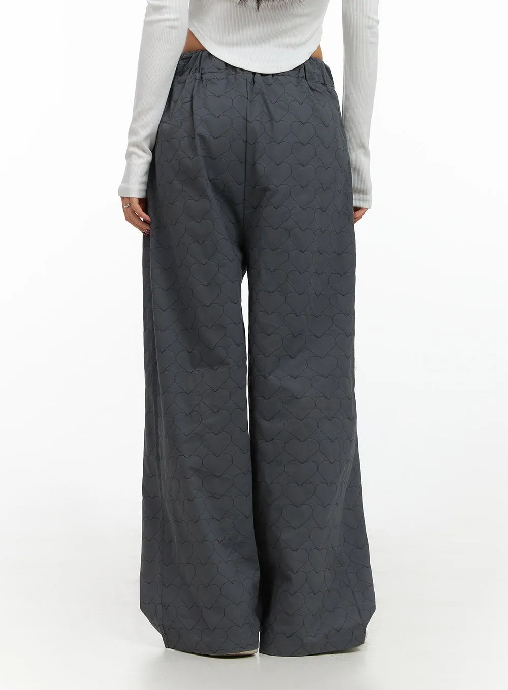 Heart Quilted Cotton Wide Pants IS427
