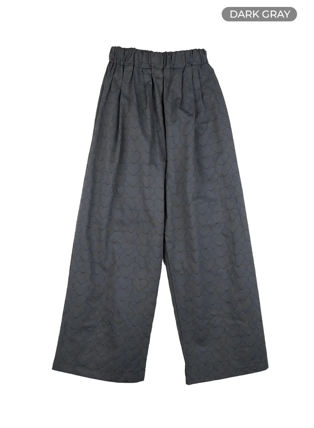Heart Quilted Cotton Wide Pants IS427