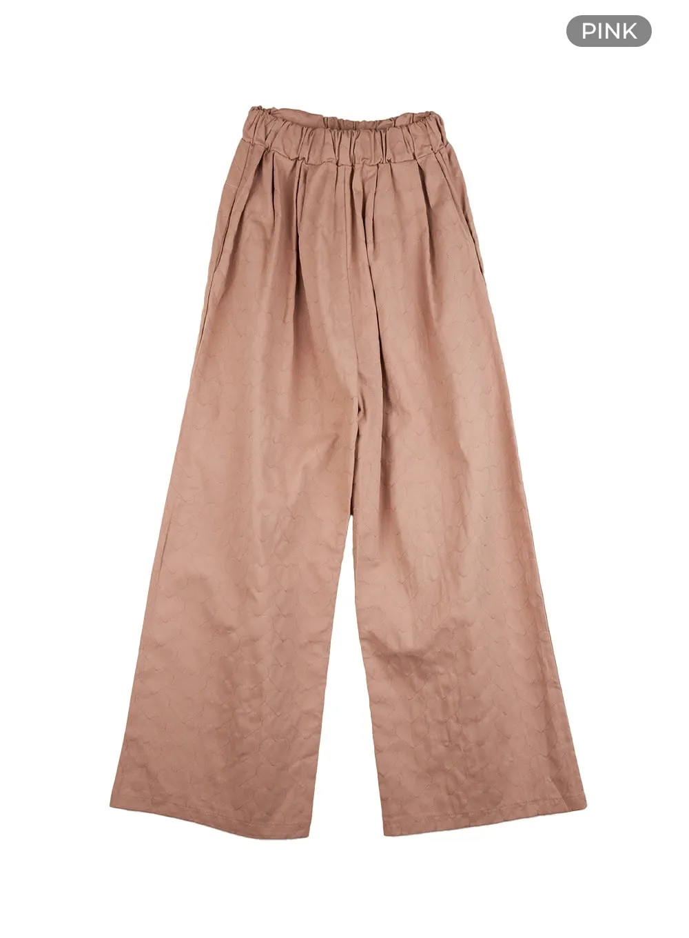 Heart Quilted Cotton Wide Pants IS427