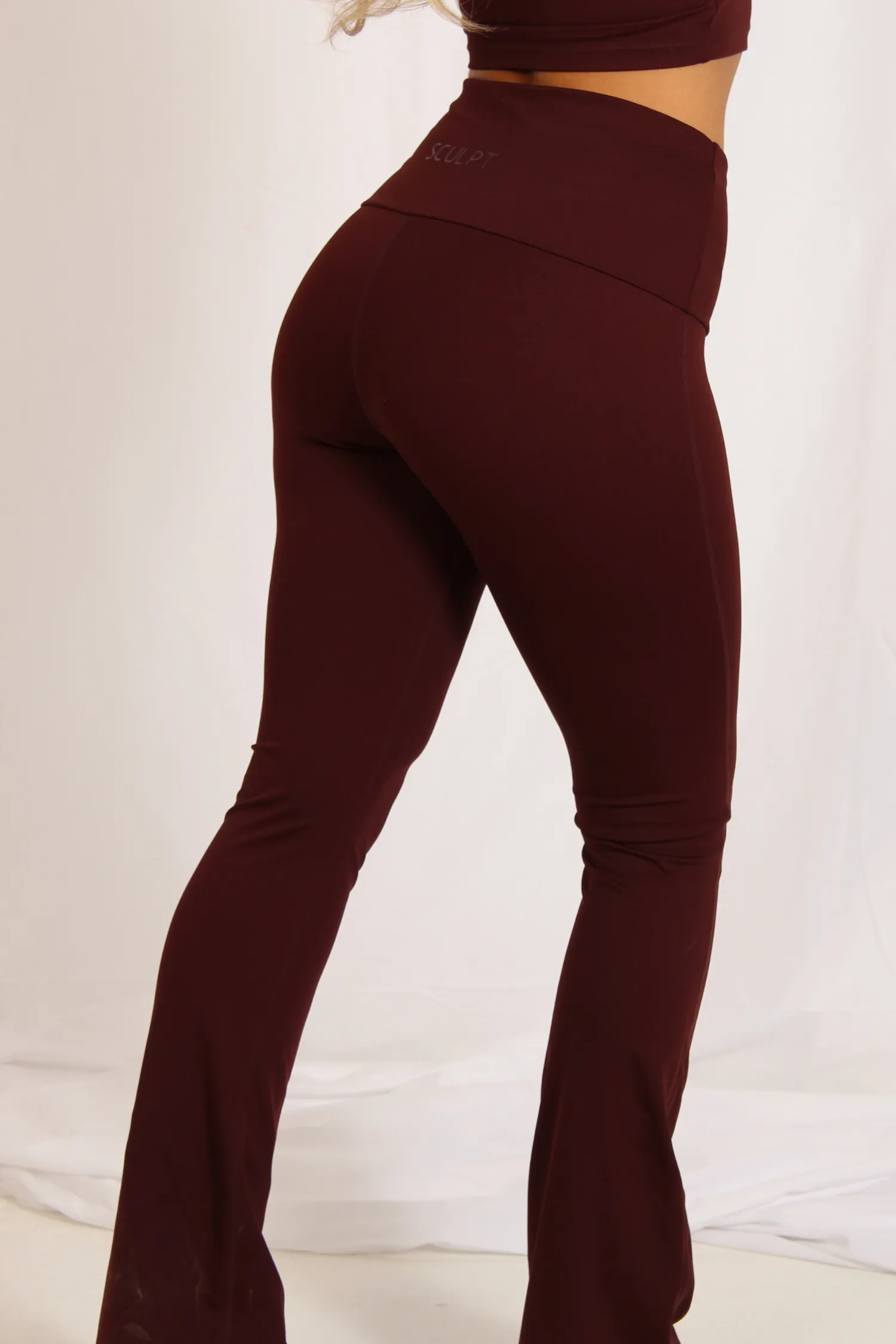 High Waisted Flares Burgundy