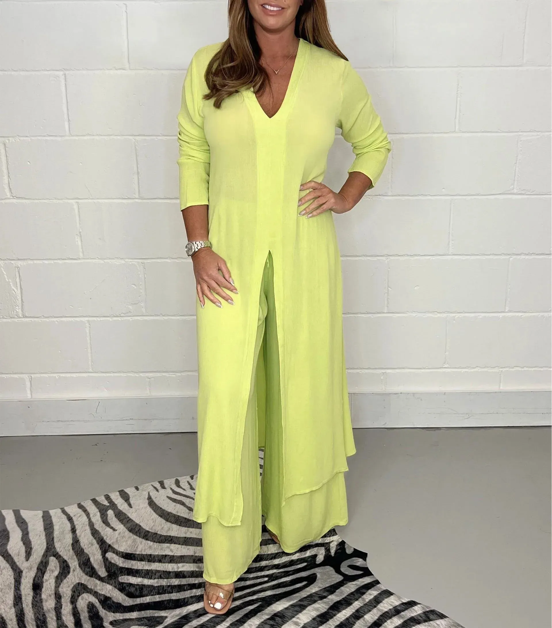 🔥🔥Hot Sale 50% OFF🔥🔥👚Two Piece Casual Long Top and Casual Trousers👜😍