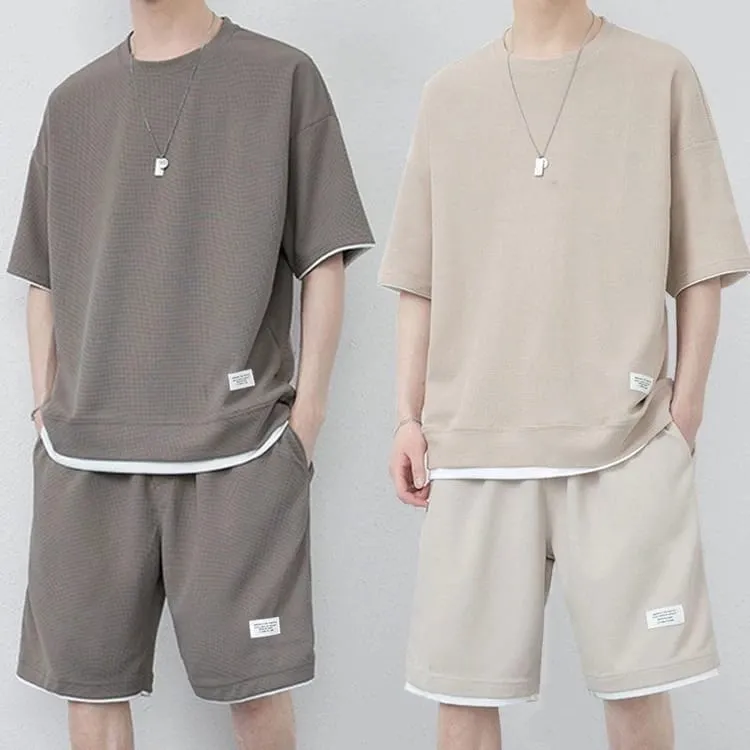 Ice Silk Summer Short Pants Set Men's Casual Sportswear Short Sleeve Stylish Brand Lightweight Chinese Origin Male Suit   S4540536