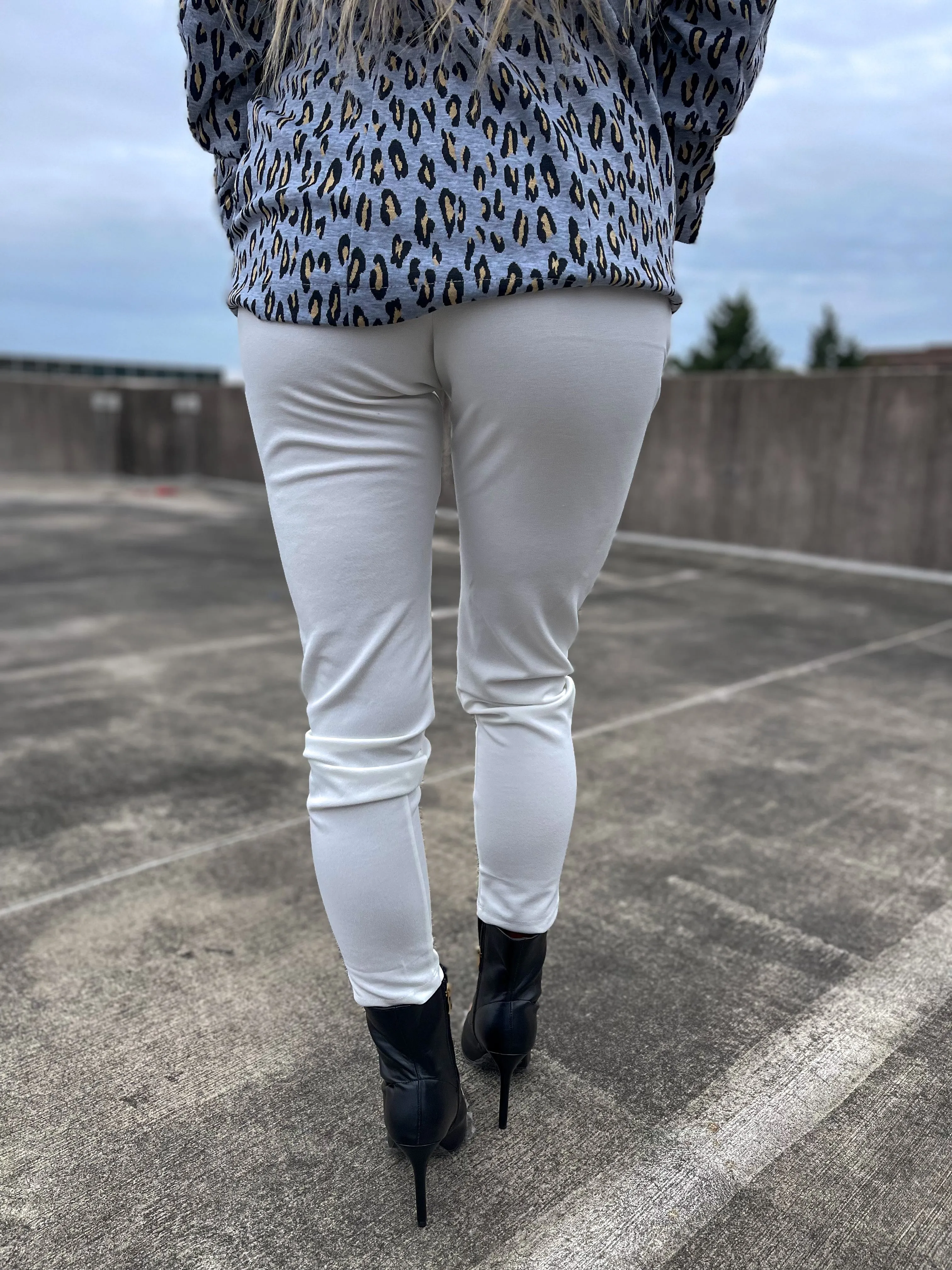 Ivory Front Tie Woven Pants