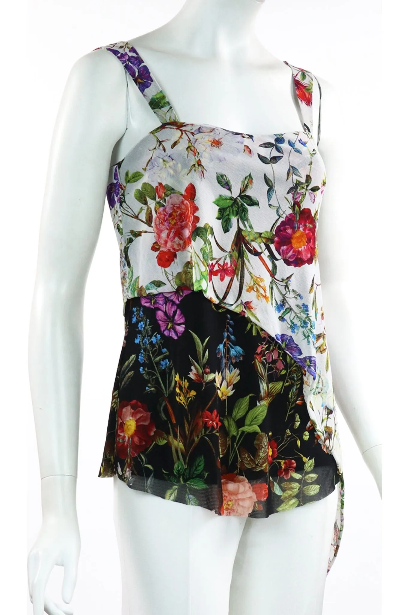 MAYA Floral Sleeveless with Contrasting Overlay Print Top