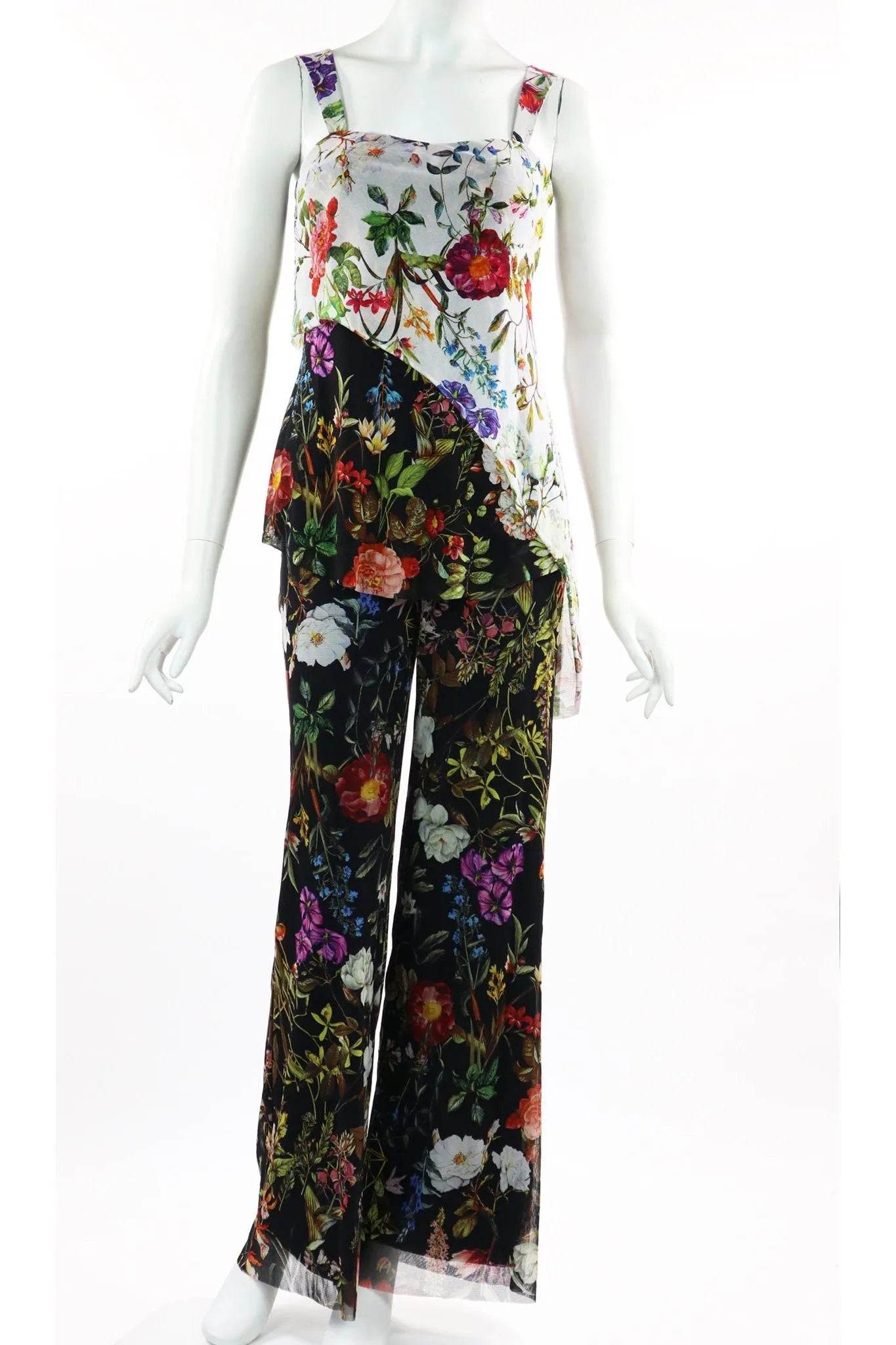 MAYA Floral Sleeveless with Contrasting Overlay Print Top