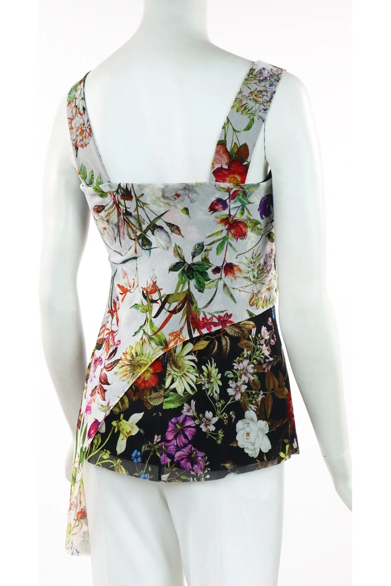 MAYA Floral Sleeveless with Contrasting Overlay Print Top