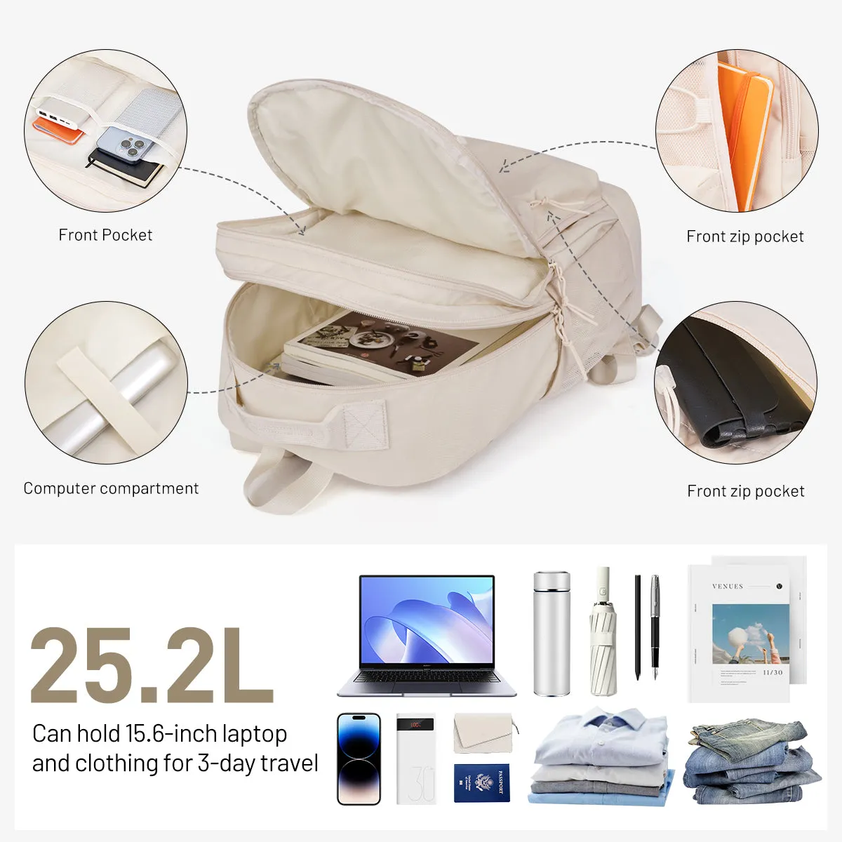 OIWAS Lightweight Casual Laptop Backpack