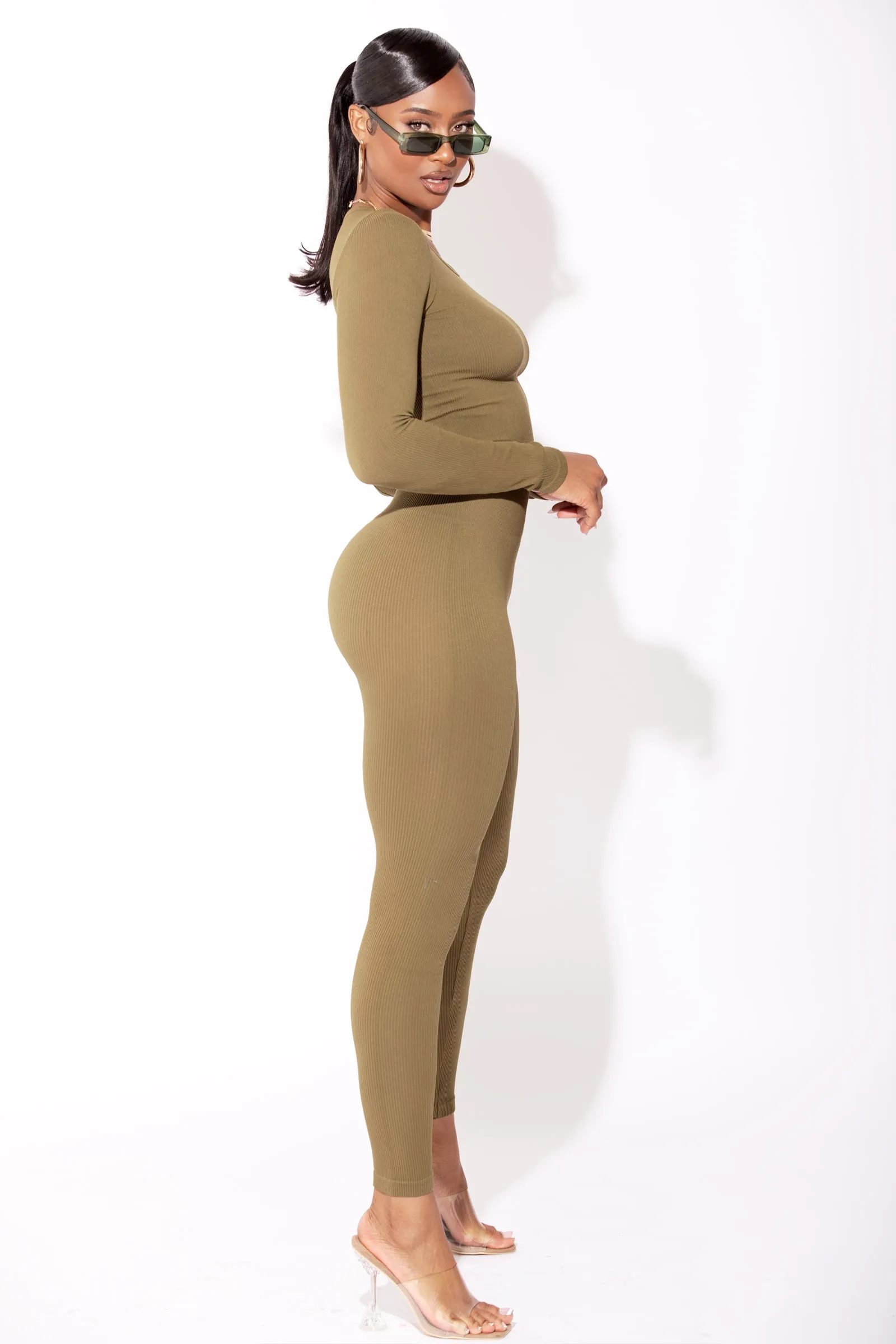 Olive Seamless Basic Leggings
