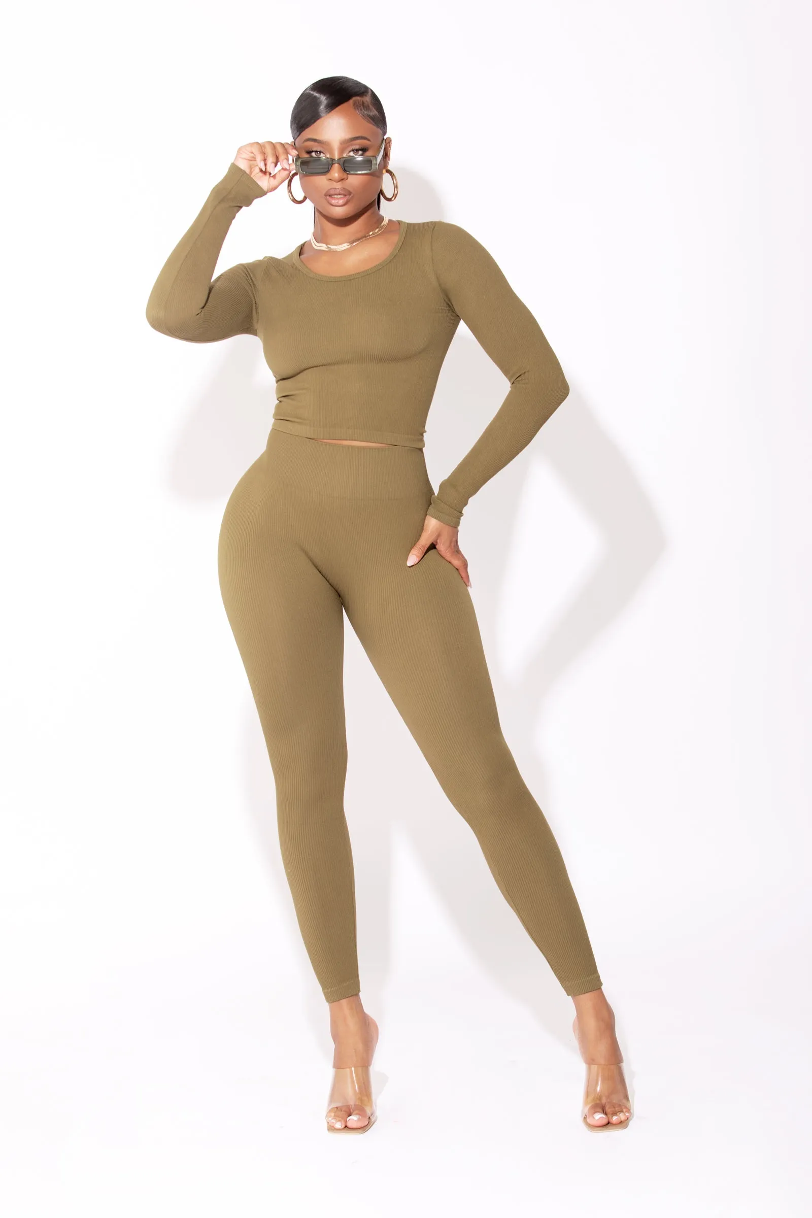 Olive Seamless Basic Leggings