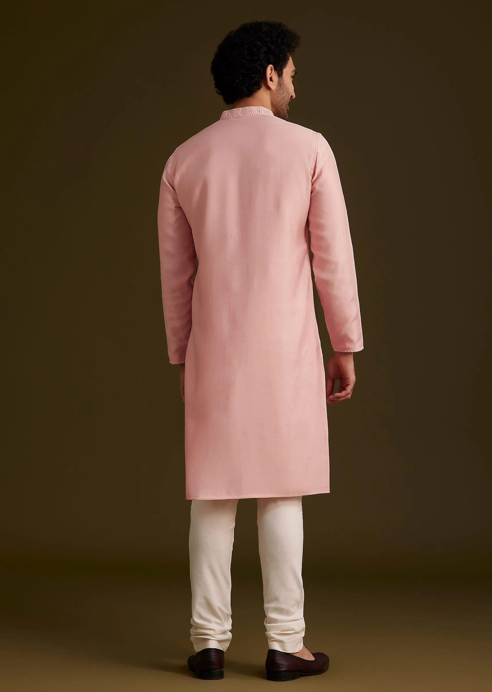Peach Embroidered Kurta Set