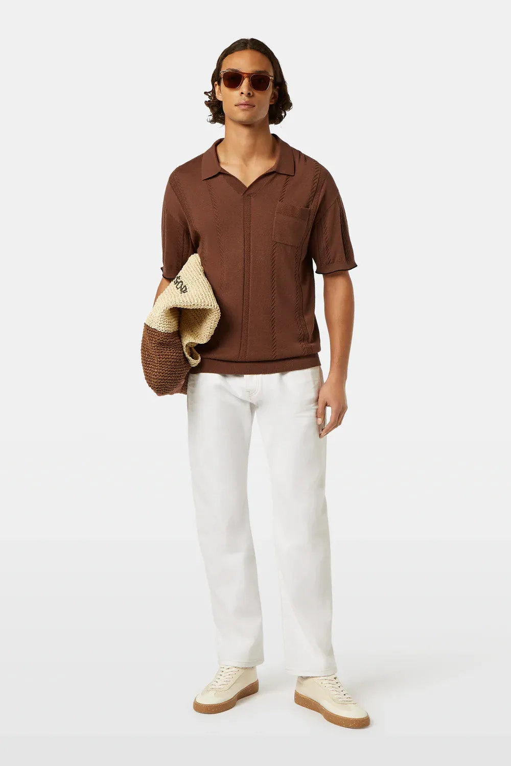 RELAXED FIT KNIT POLO Cold Brew