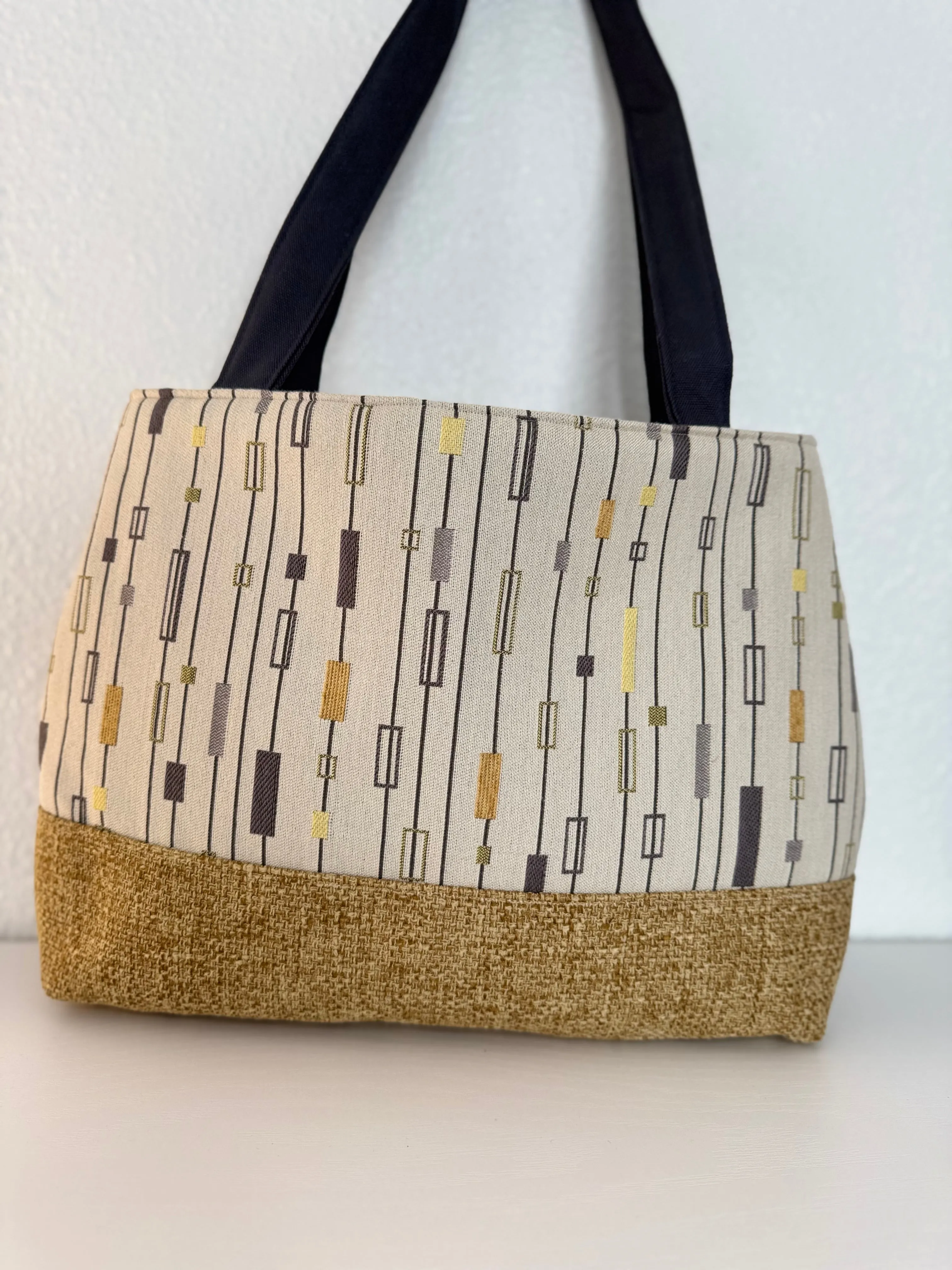 Yellow Gold and Grey Tapestry Handbag Purse Tote