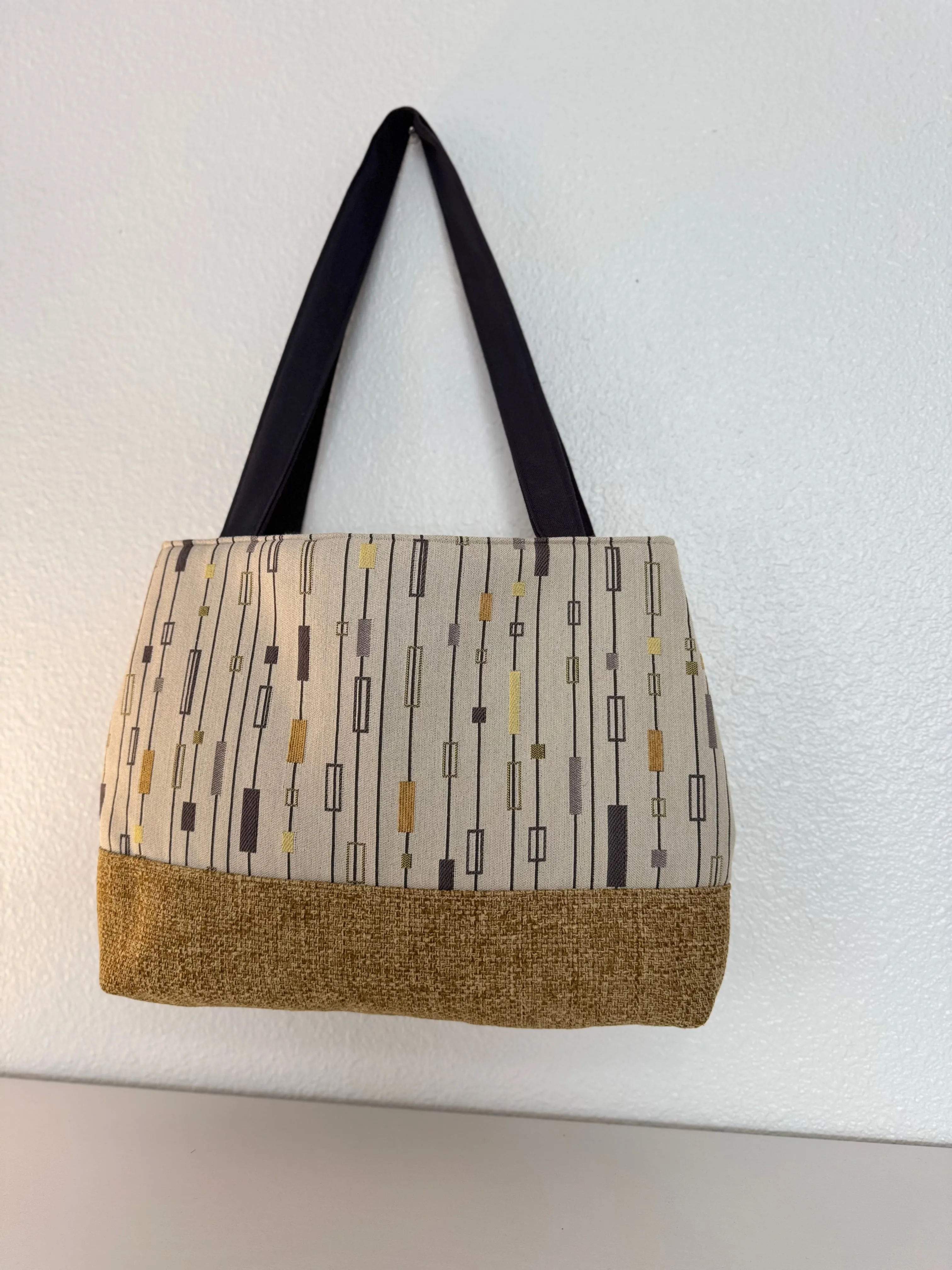 Yellow Gold and Grey Tapestry Handbag Purse Tote
