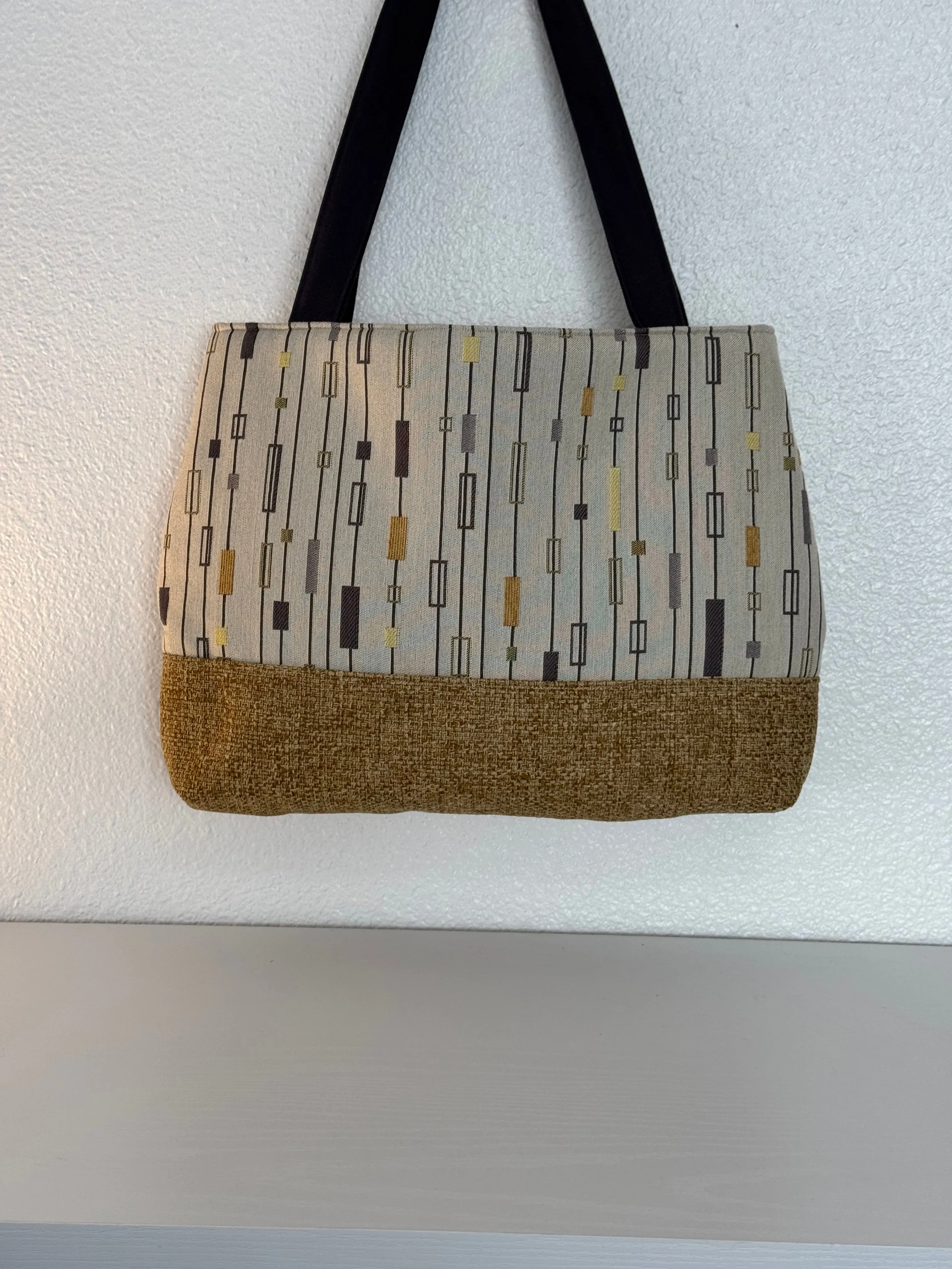 Yellow Gold and Grey Tapestry Handbag Purse Tote
