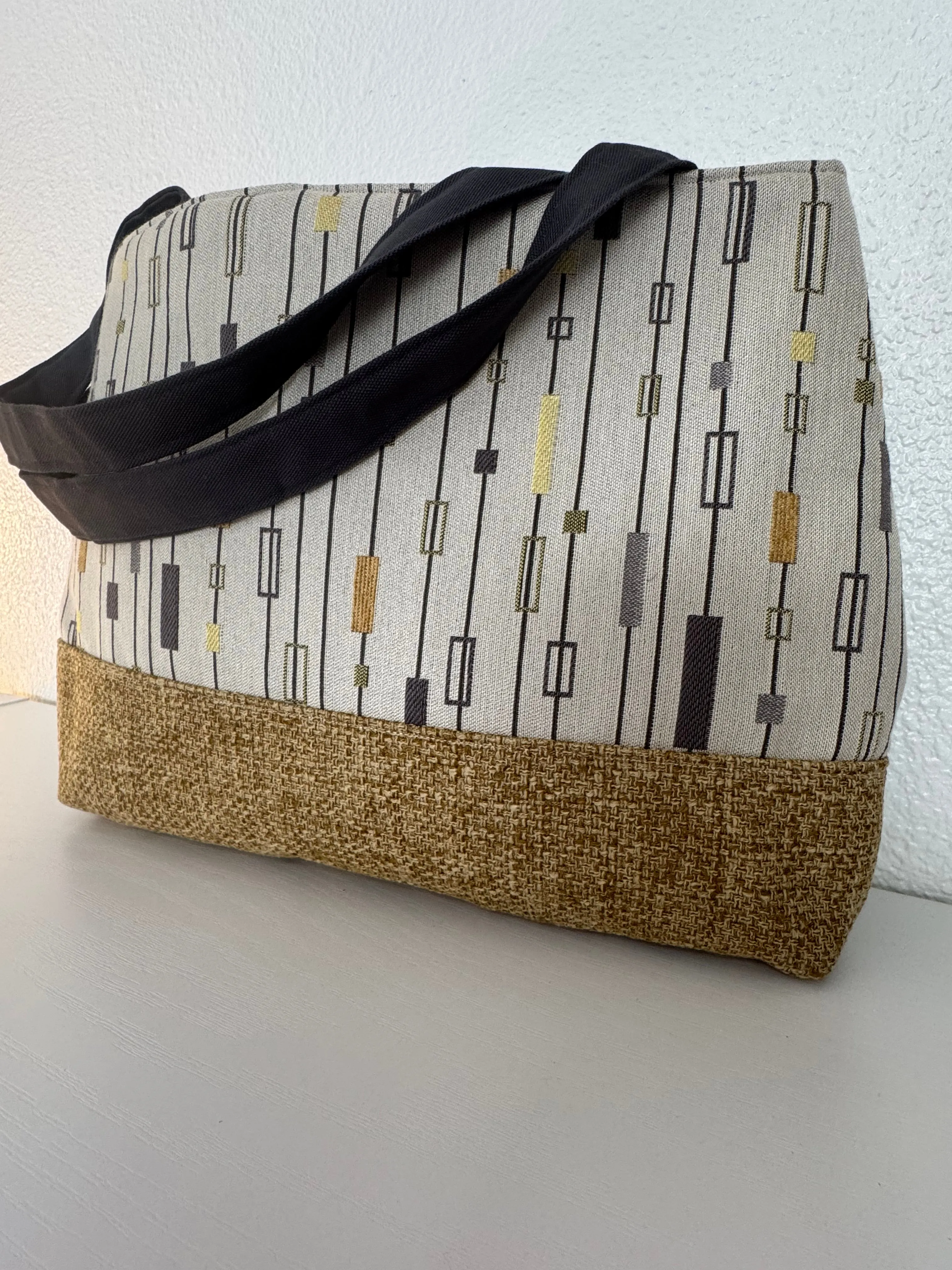 Yellow Gold and Grey Tapestry Handbag Purse Tote
