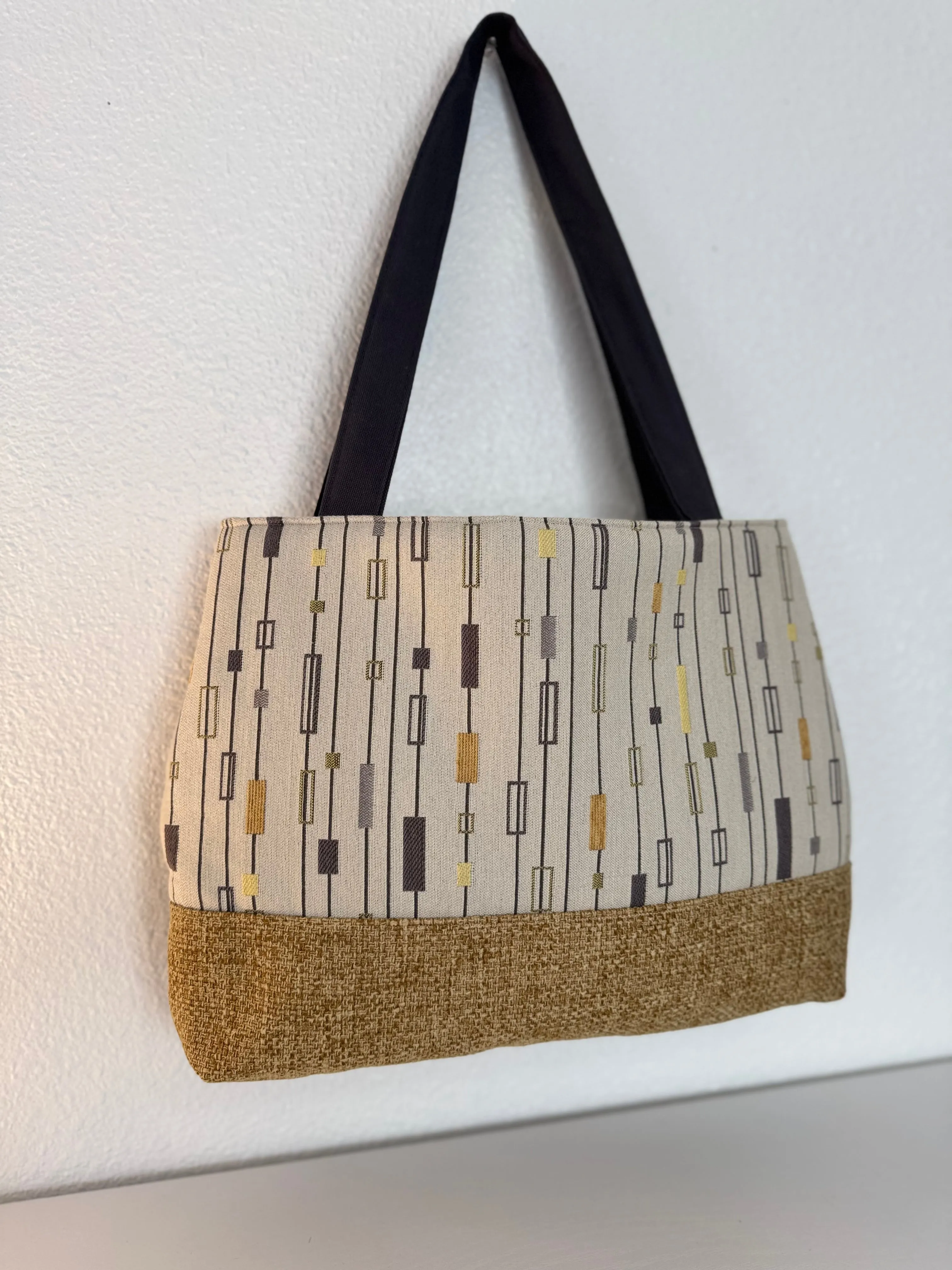 Yellow Gold and Grey Tapestry Handbag Purse Tote