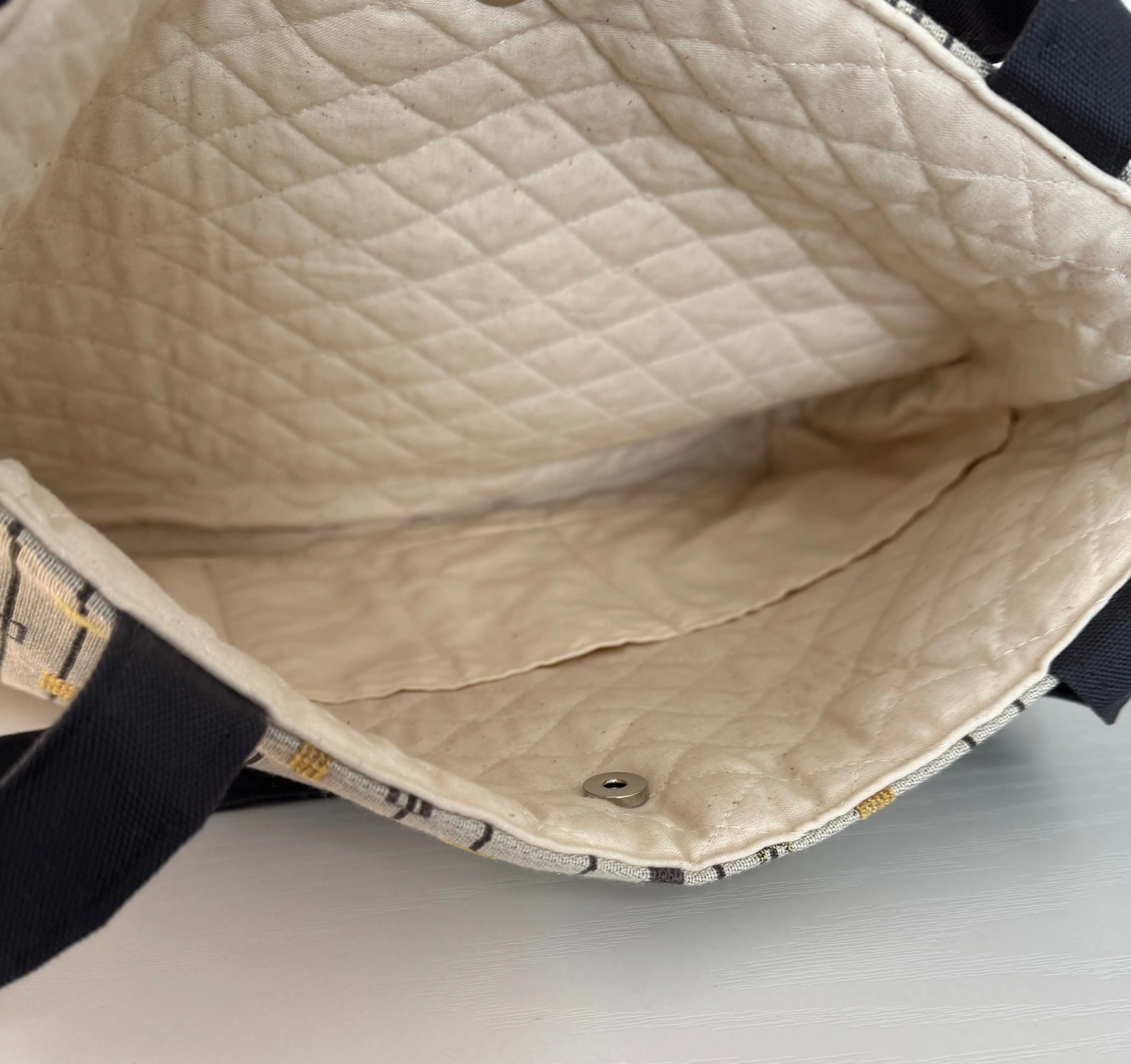 Yellow Gold and Grey Tapestry Handbag Purse Tote