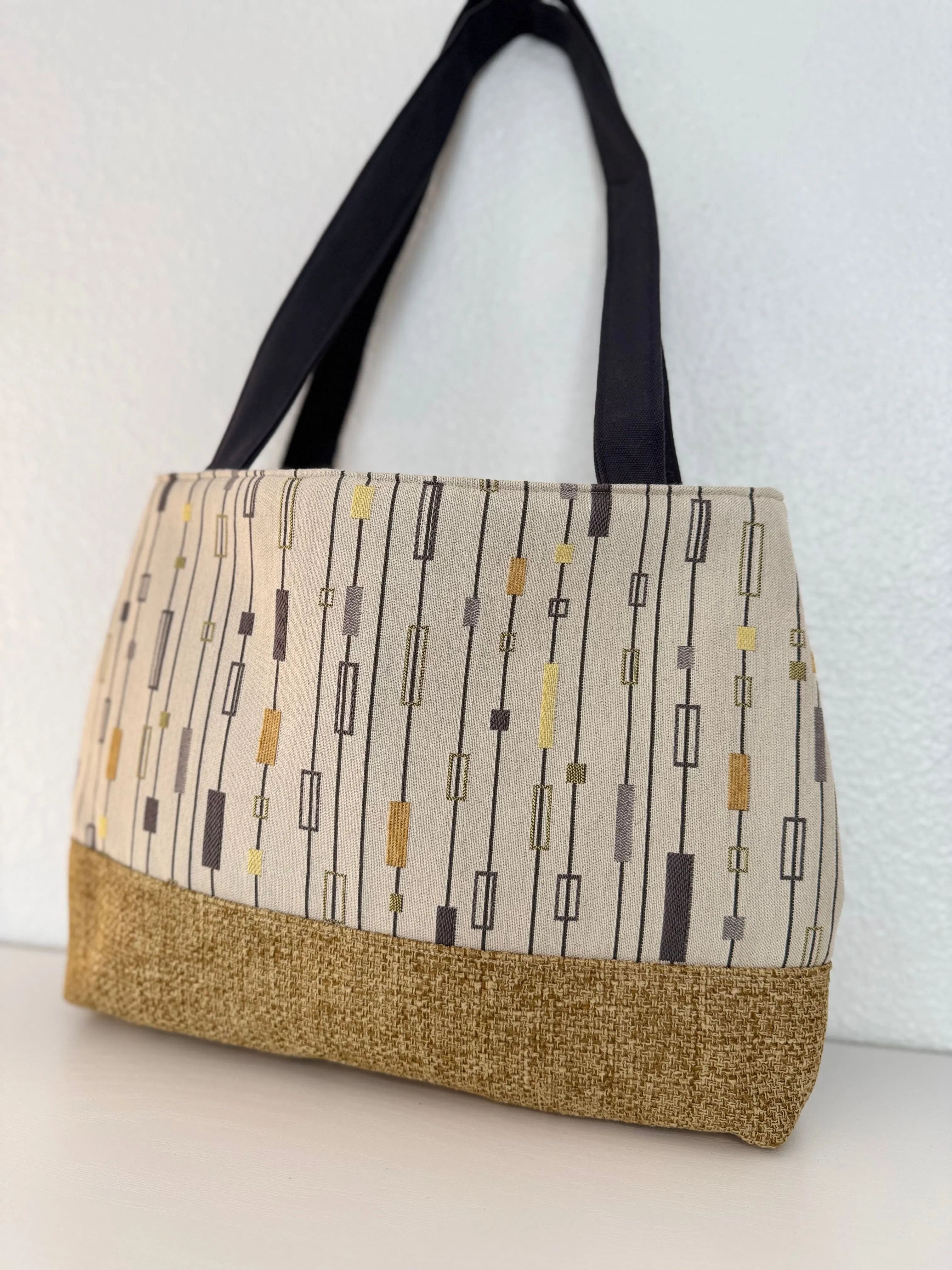 Yellow Gold and Grey Tapestry Handbag Purse Tote