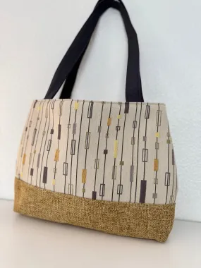Yellow Gold and Grey Tapestry Handbag Purse Tote