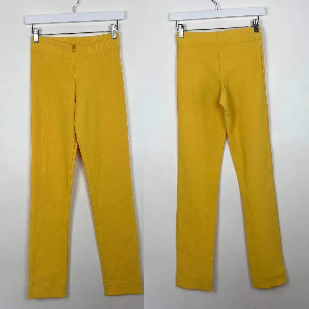 Yellow Ribbed Leggings - XS