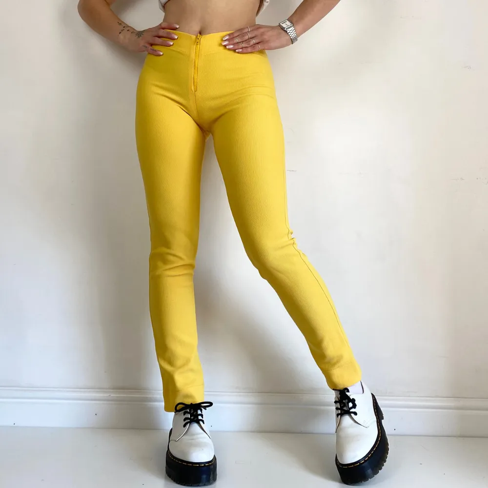 Yellow Ribbed Leggings - XS