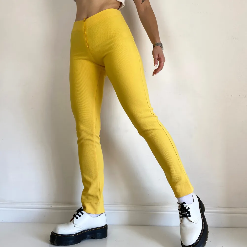 Yellow Ribbed Leggings - XS