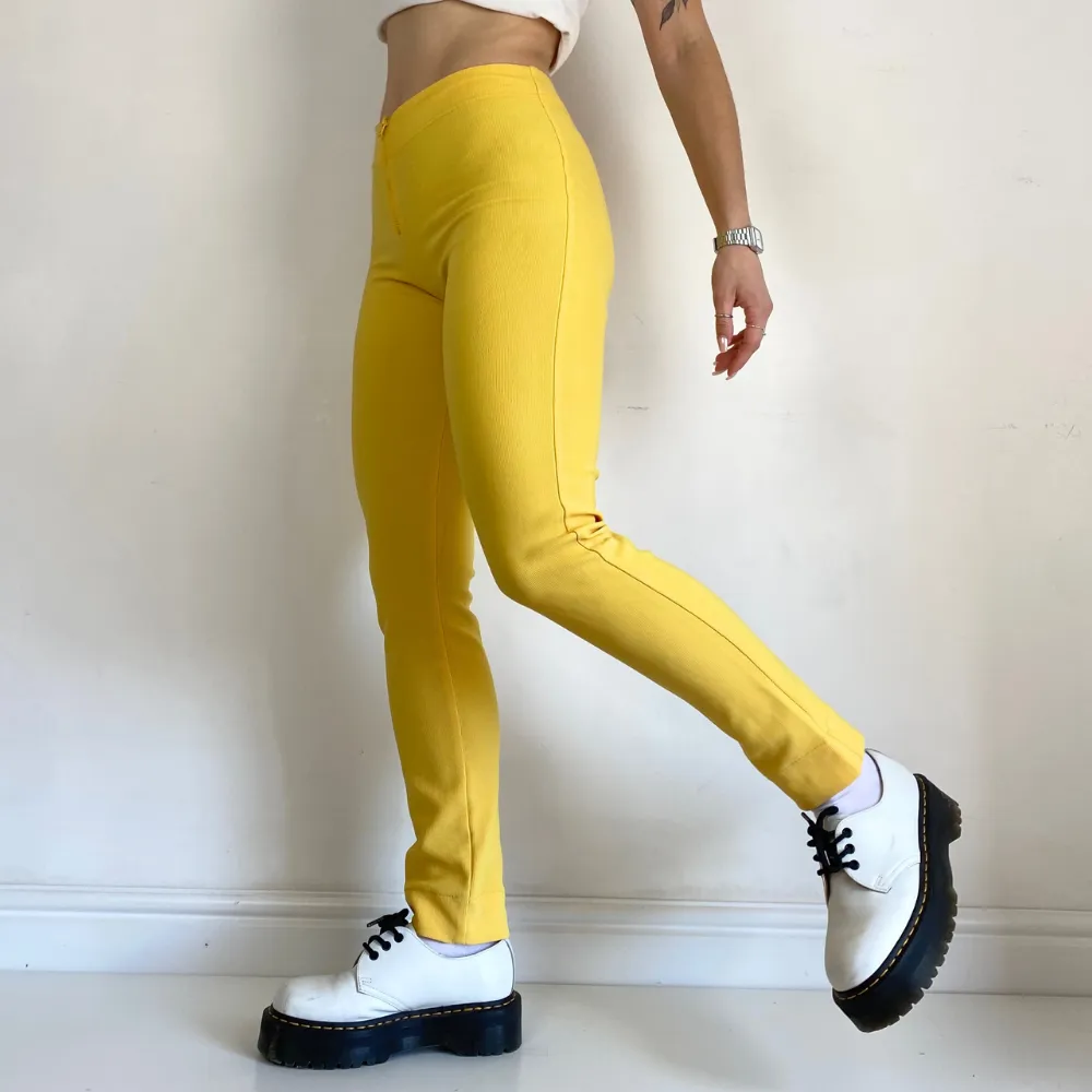 Yellow Ribbed Leggings - XS